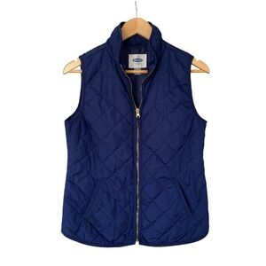 Old Navy Light Quilted Navy Zip Up Vest, Size Small